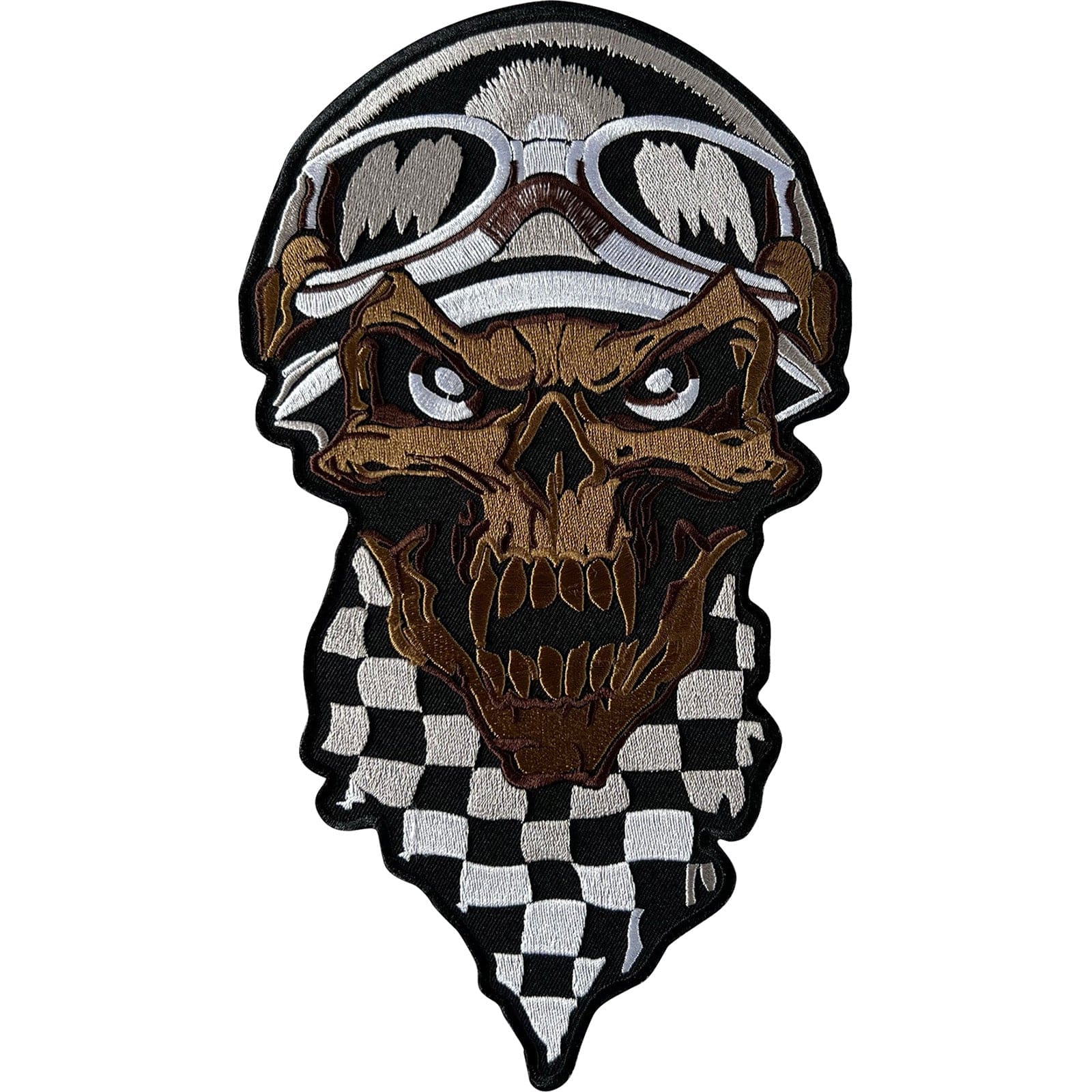 Large Iron Sew On Clothes Patch Badge Skull Motorbike Helmet Motorcycle Goggles