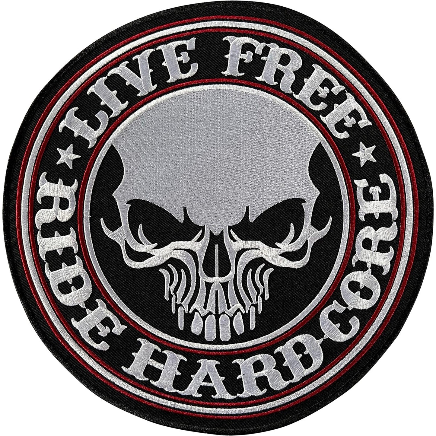 Large Live Free Ride Hardcore Embroidered Patch Iron Sew On Jacket Biker Badge