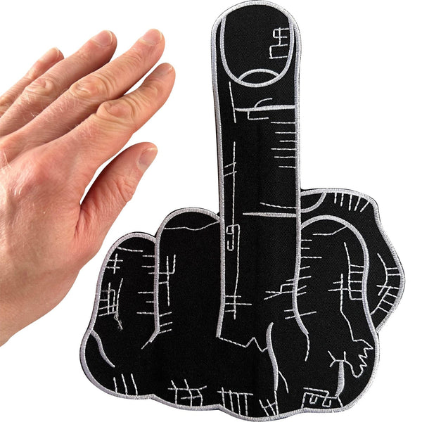 Large Middle Finger Patch Iron Sew On Jacket Coat Big Swearing Embroidered Badge