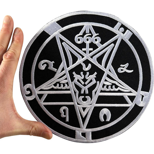 Large Pentagram 666 Baphomet Patch Iron Sew On T Shirt Jacket Big Applique Badge