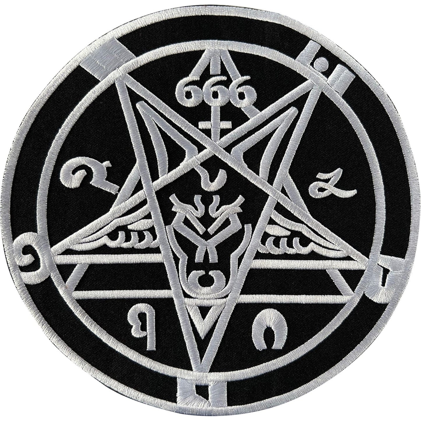 Large Pentagram 666 Baphomet Patch Iron Sew On T Shirt Jacket Big Applique Badge