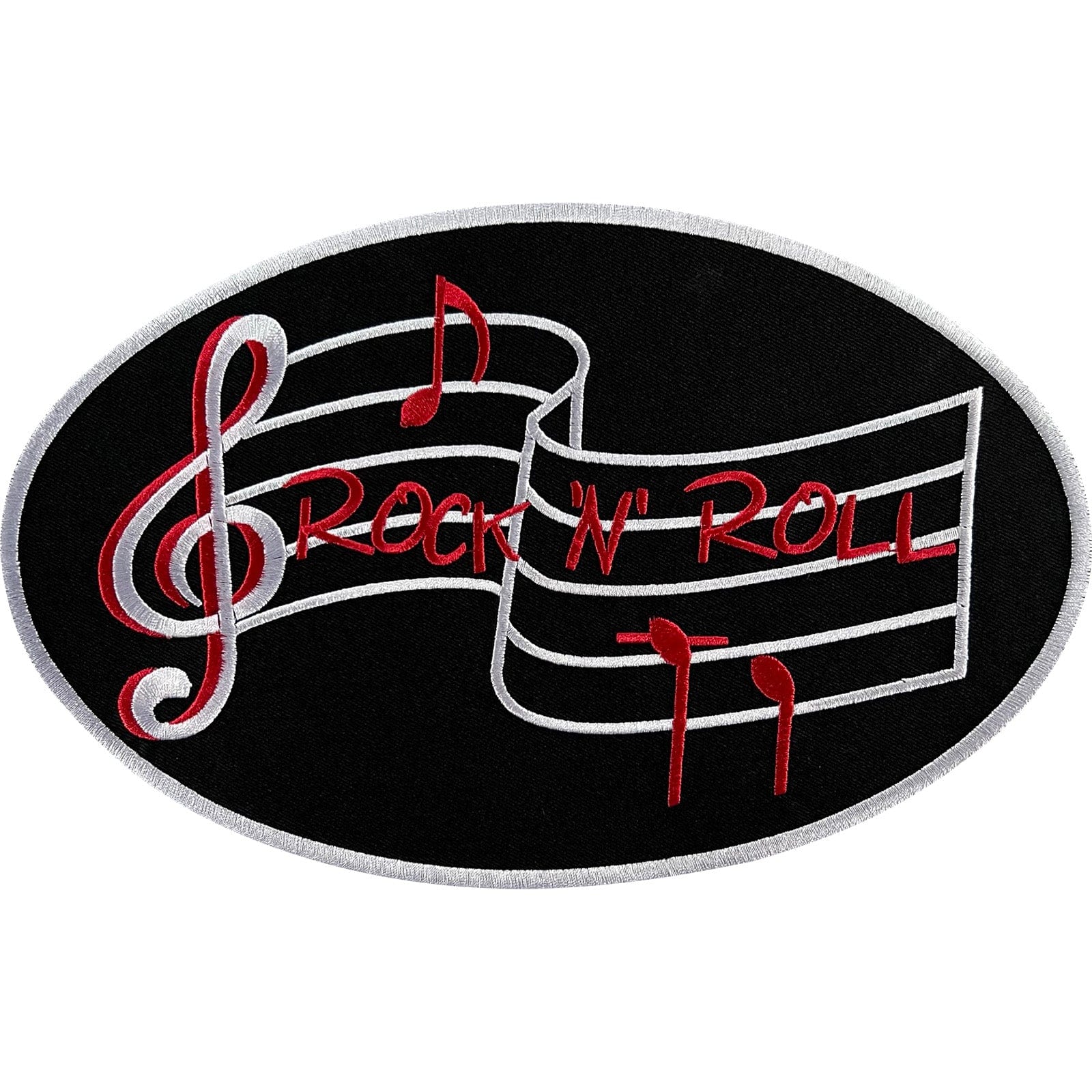 Large Rock and Roll Music Notes Patch Iron Sew On Clothes Big Embroidered Badge