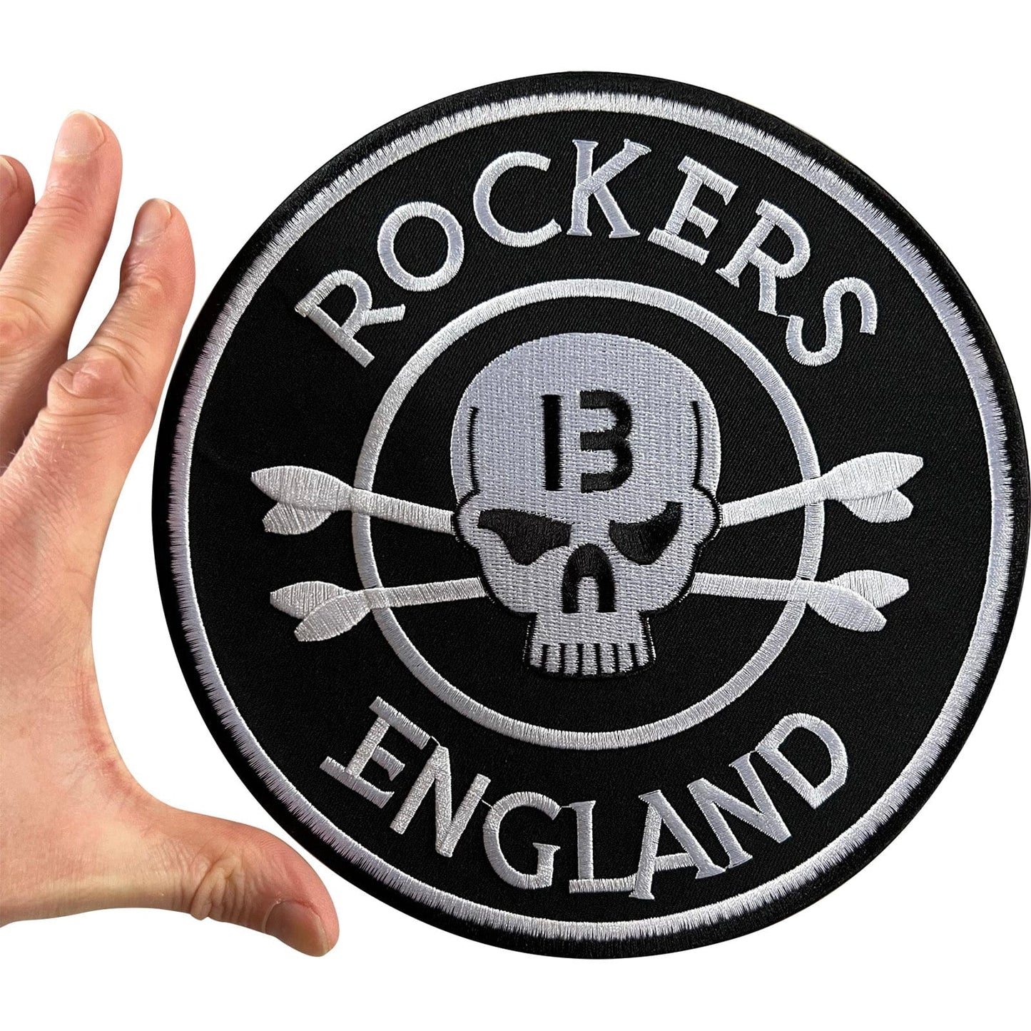 Large Rockers England Skull 13 Patch Iron On Sew On Jacket Big Embroidered Badge