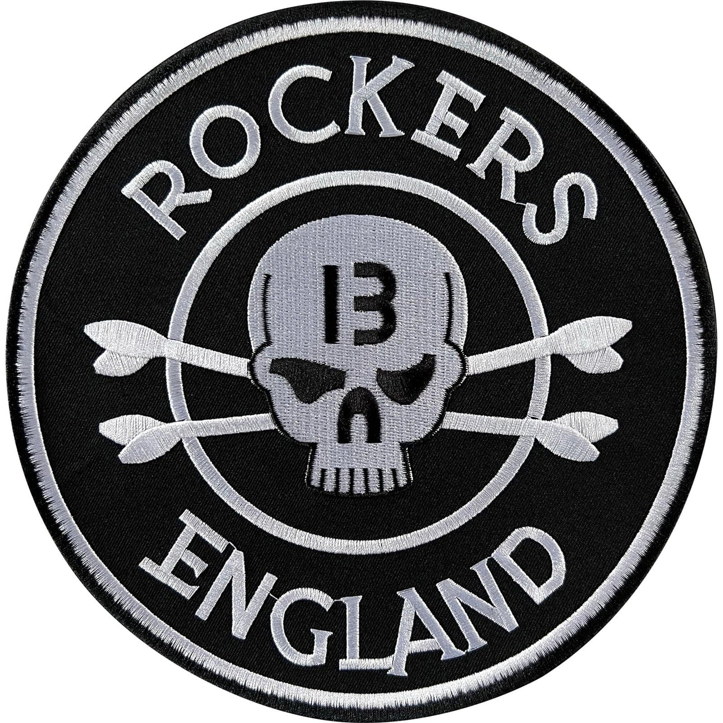 Large Rockers England Skull 13 Patch Iron On Sew On Jacket Big Embroidered Badge