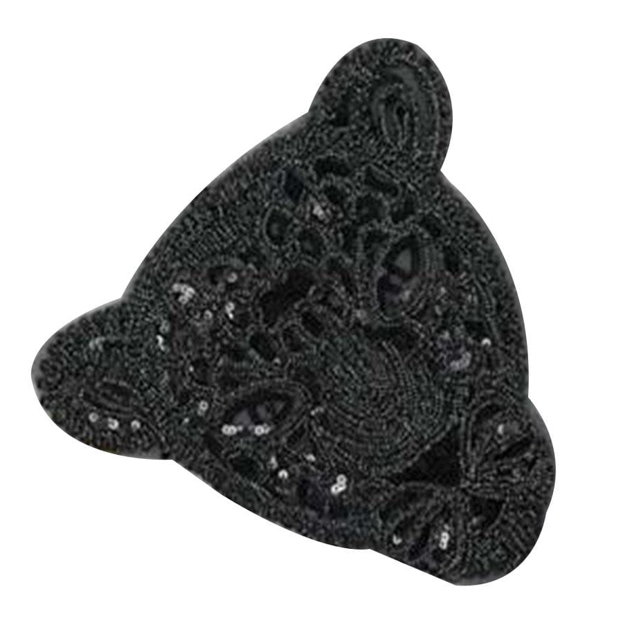 Large Sequin Leopard Patch Black Panther Sew On Patch Big Embroidered Badge Embroidery Motif Applique