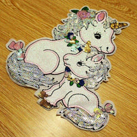 Large Sequin Unicorns Patch Sew On Patch Big Embroidered Badge Embroidery Motif Applique