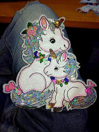 Large Sequin Unicorns Patch Sew On Patch Big Embroidered Badge Embroidery Motif Applique