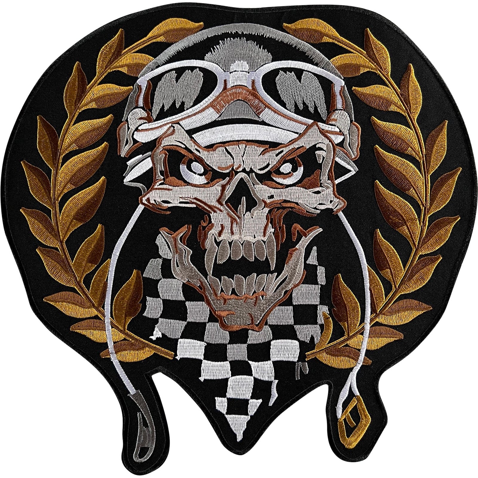 Large Skull Patch Iron Sew On Clothes Motorcycle Motorbike Big Embroidered Badge