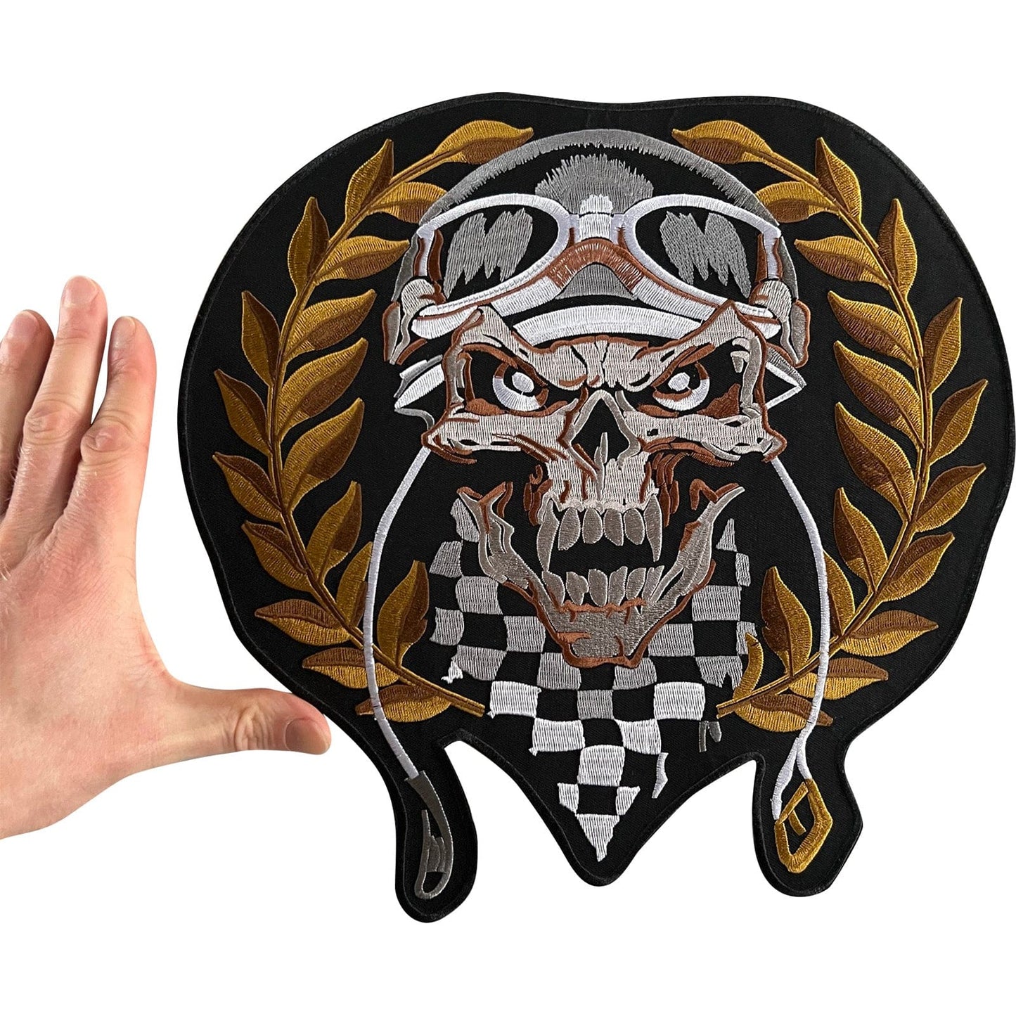 Large Skull Patch Iron Sew On Clothes Motorcycle Motorbike Big Embroidered Badge