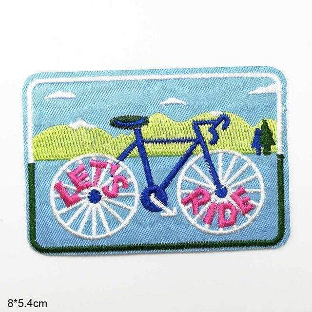 Let's Ride Bicycle Patch Iron On Sew On Road Bike Cycling Embroidered Badge Cycle Racing Bike Embroidery Applique