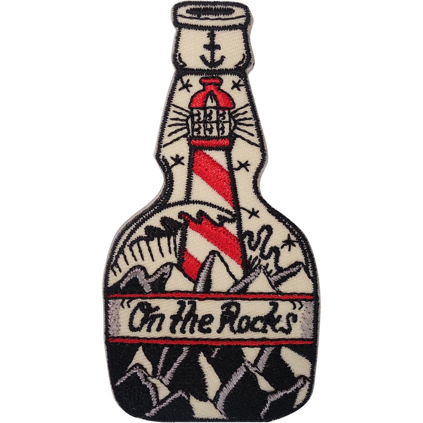 Lighthouse Patch Iron Sew On Clothes Bag Whisky Bottle Anchor Embroidered Badge