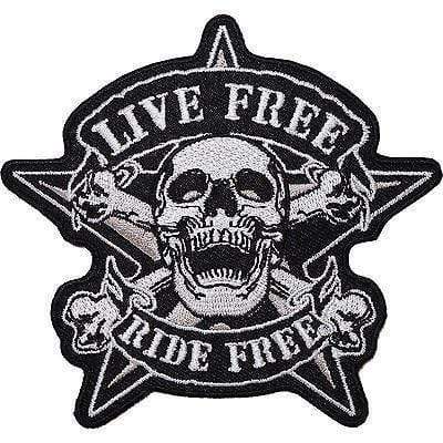 Live Free Ride Free Embroidered Iron Sew On Patch Motorcycle Jacket Black Badge