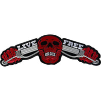 Live Free Skull Big Large Iron Sew On Patch Motorbike Jacket Embroidered Badge