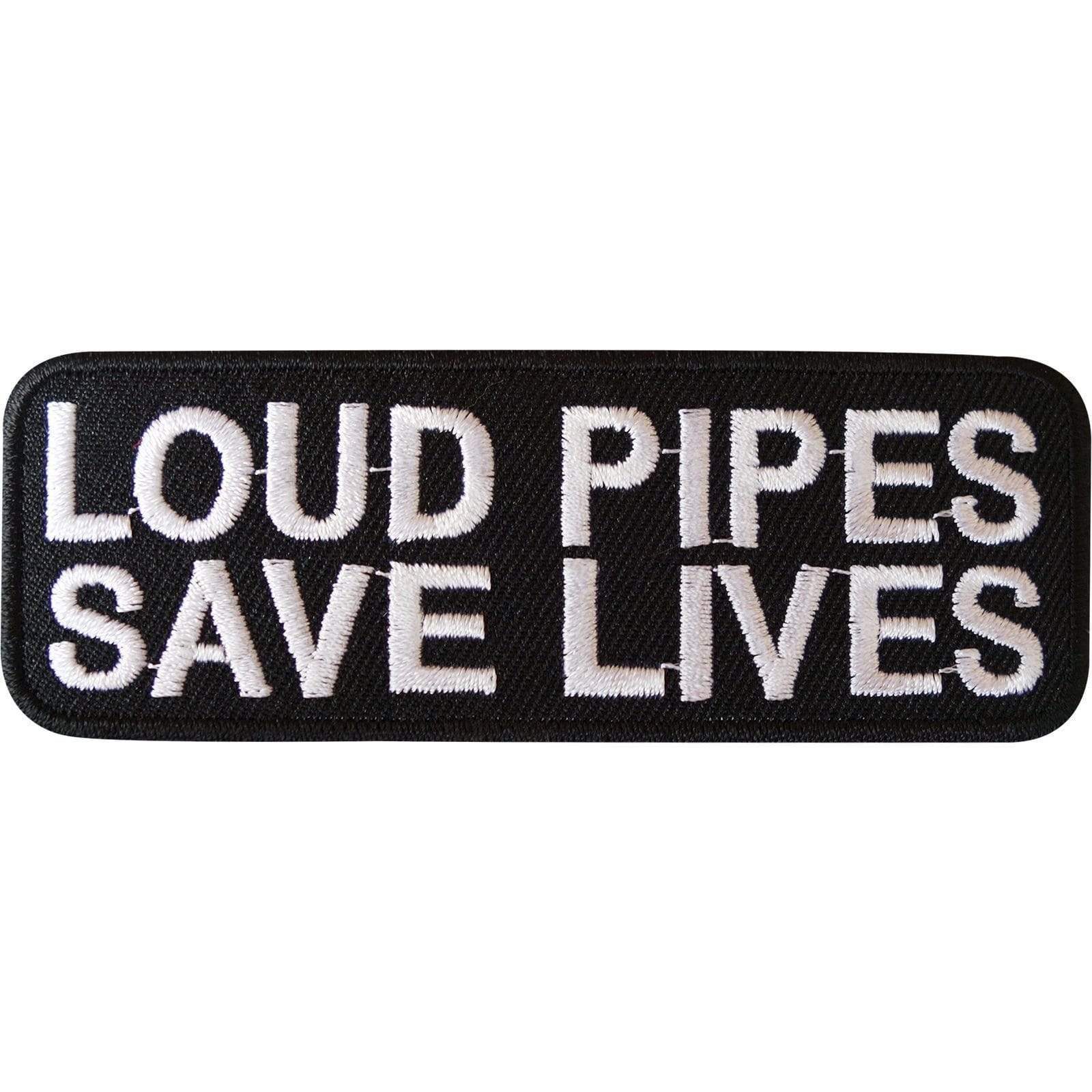 Loud Pipes Save Lives Biker Iron On Patch Sew On Bag Badge Motorcycle Motorbike