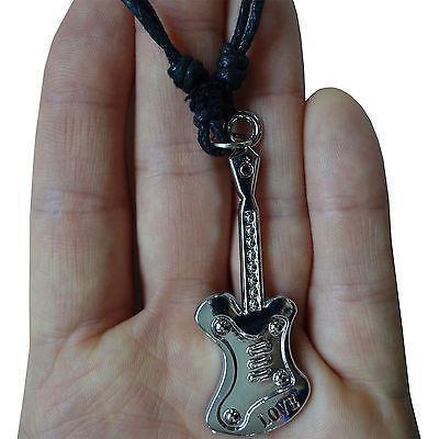 Love Guitar Pendant Chain Necklace Girls Womens Ladies Kid Jewellery Silver Tone
