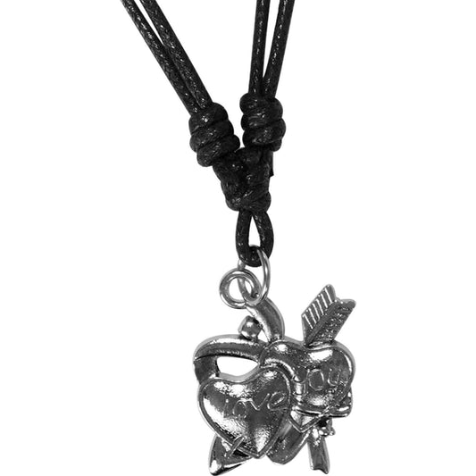 Love Heart Arrow Pendant Chain Necklace Womens Girls Kids Silver Metal Jewellery