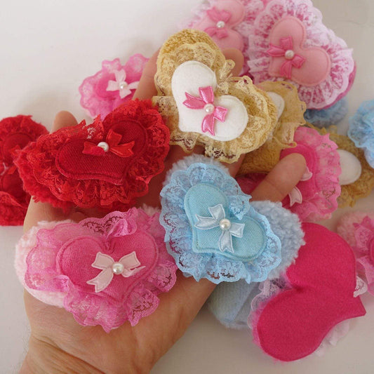 Love Heart Embroidery Appliques for Sewing Arts Card Crafts Head Hair Band Clips