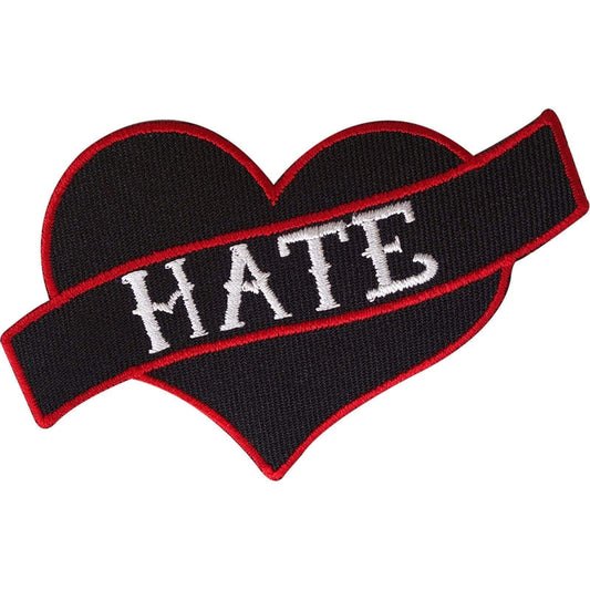 Love Heart Hate Patch Embroidered Badge Iron Sew On Tattoo Embroidery Applique