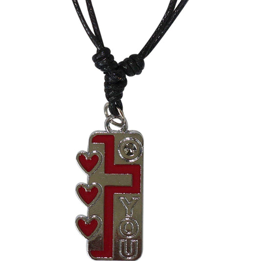 Love Heart Jesus Cross Dog Tag Pendant Chain Necklace Silver Metal Womens Girls