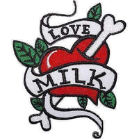 Love Milk Heart Tattoo Embroidered Iron Sew On Patch Bag Motorbike Jacket Badge