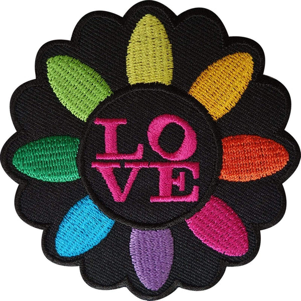 Love Patch Iron Sew On Jacket Jeans Embroidered Rainbow Flower Embroidery Badge