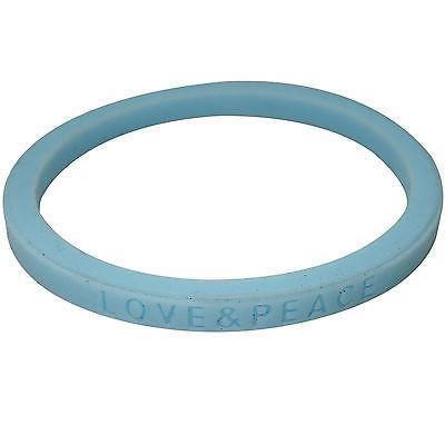 Love Peace Blue Rubber Silicone Wristband Charm Bracelet Cuff Bangle Jewellery