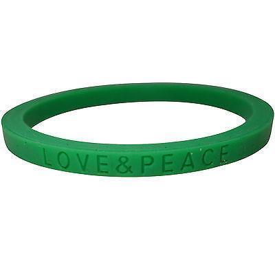 Love Peace Green Rubber Silicone Wristband Charm Bracelet Cuff Bangle Jewellery Love Peace Green Rubber Silicone Wristband Charm Bracelet Cuff Bangle Jewellery