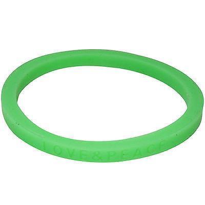 Love Peace Neon Green Rubber Silicone Wristband Charm Bracelet Bangle Jewellery