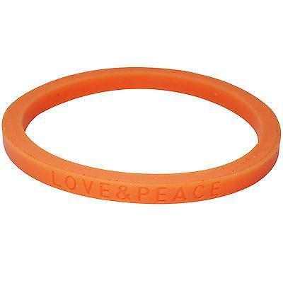 Love Peace Orange Rubber Silicone Wristband Charm Bracelet Cuff Bangle Jewellery