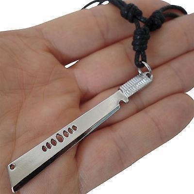 Machete Butcher Razor Blade Knife Sword Pendant Chain Men Necklace Silver Colour