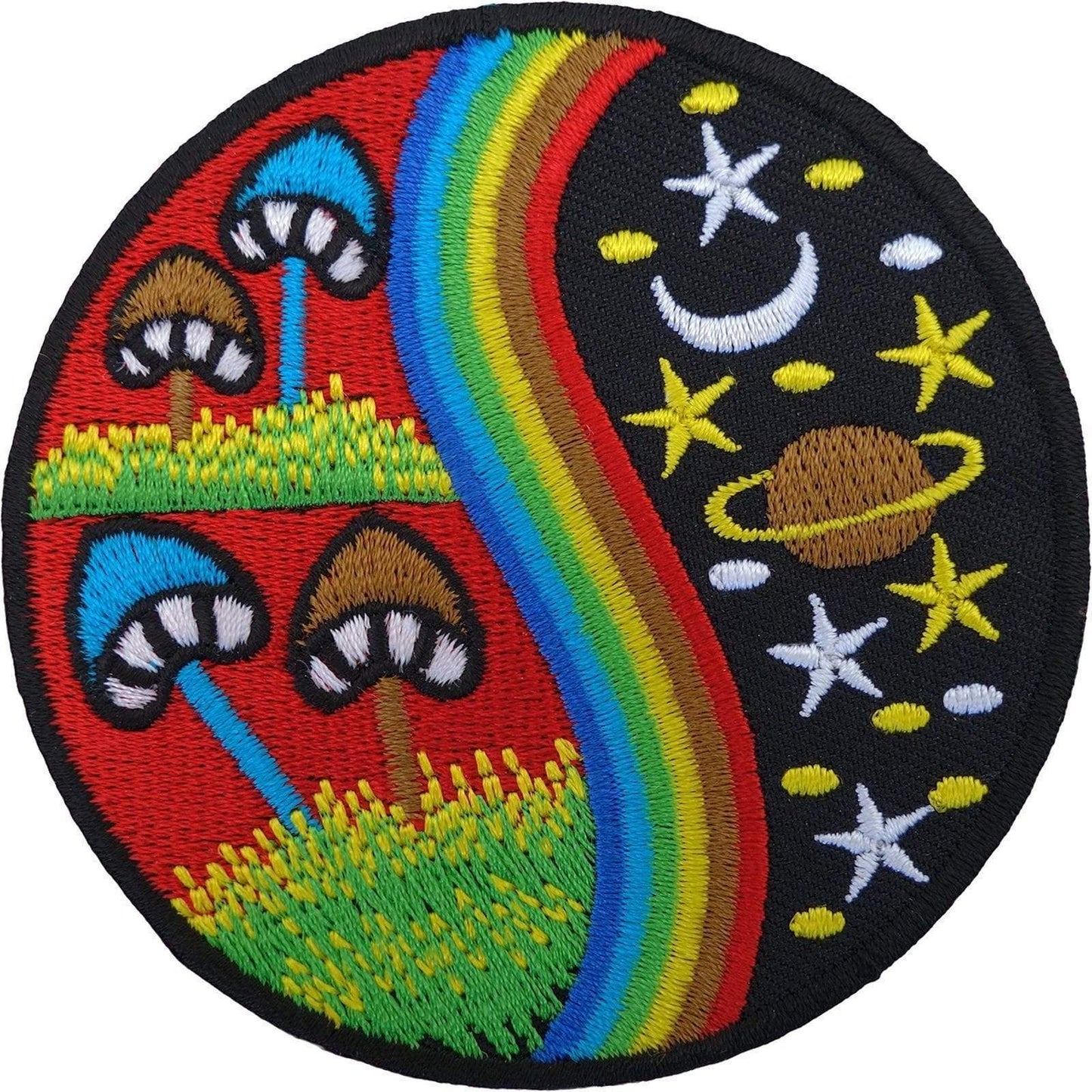 Magic Mushroom Patch Embroidered Rainbow Star Moon Planet Sew / Iron On Badge