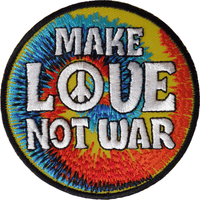 MAKE LOVE NOT WAR Iron On Patch Sew On Cloth Embroidered Badge Peace Sign Symbol