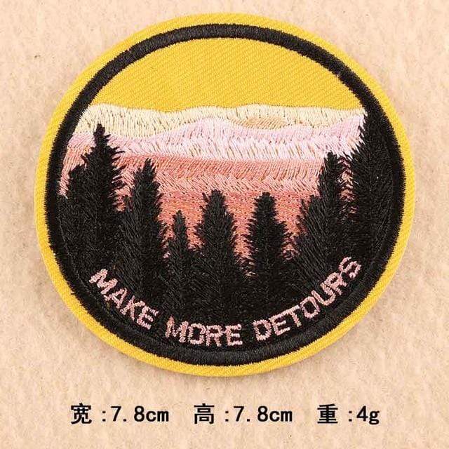 Make More Detours Patch Iron On Sew On Embroidered Badge Embroidery Applique Outdoor Camping Hiking