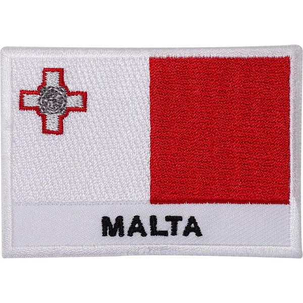 Malta Flag Embroidered Iron / Sew On Patch George Cross Maltese Embroidery Badge