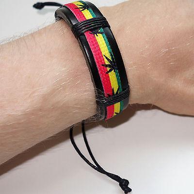 Mens Rasta Friendship Bracelet Reggae Man Wristband Bangle Surfer Hippie Jamaica