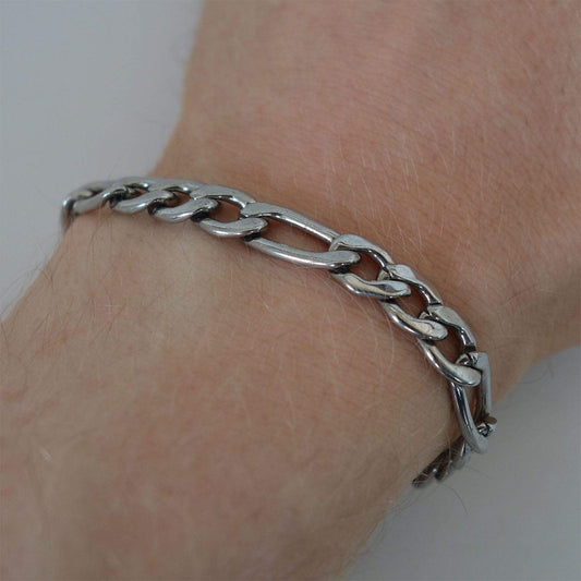 Mens Silver Colour Solid Steel Curb Bracelet Mans Metal Chain Jewellery Jewelry Mens Silver Colour Solid Steel Curb Bracelet Mans Metal Chain Jewellery Jewelry