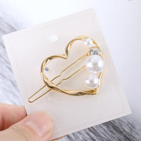 gold pearl heart Metal Hair Clip Clasp Barrette Circle Moon Round Triangle Lips Hearts Stars Twigs Cat Diamond Shape Hair Charm