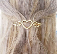 Gold heart Metal Hair Clip Pin Clasp Barrette Circle Moon Round Triangle Lips Hearts Stars Twigs Cat Diamond Shape Hair Charm