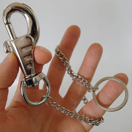 Metal Hipster Chain Security Key Ring Fob Wallet Trousers Belt Loop Clip Keyring