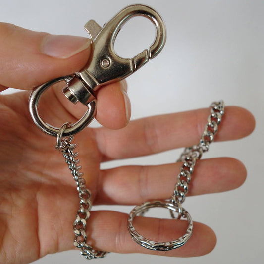 Metal Hipster Key Ring Chain Fob Wallet Trousers Belt Loop Clip Biker Keyring Metal Hipster Key Ring Chain Fob Wallet Trousers Belt Loop Clip Biker Keyring