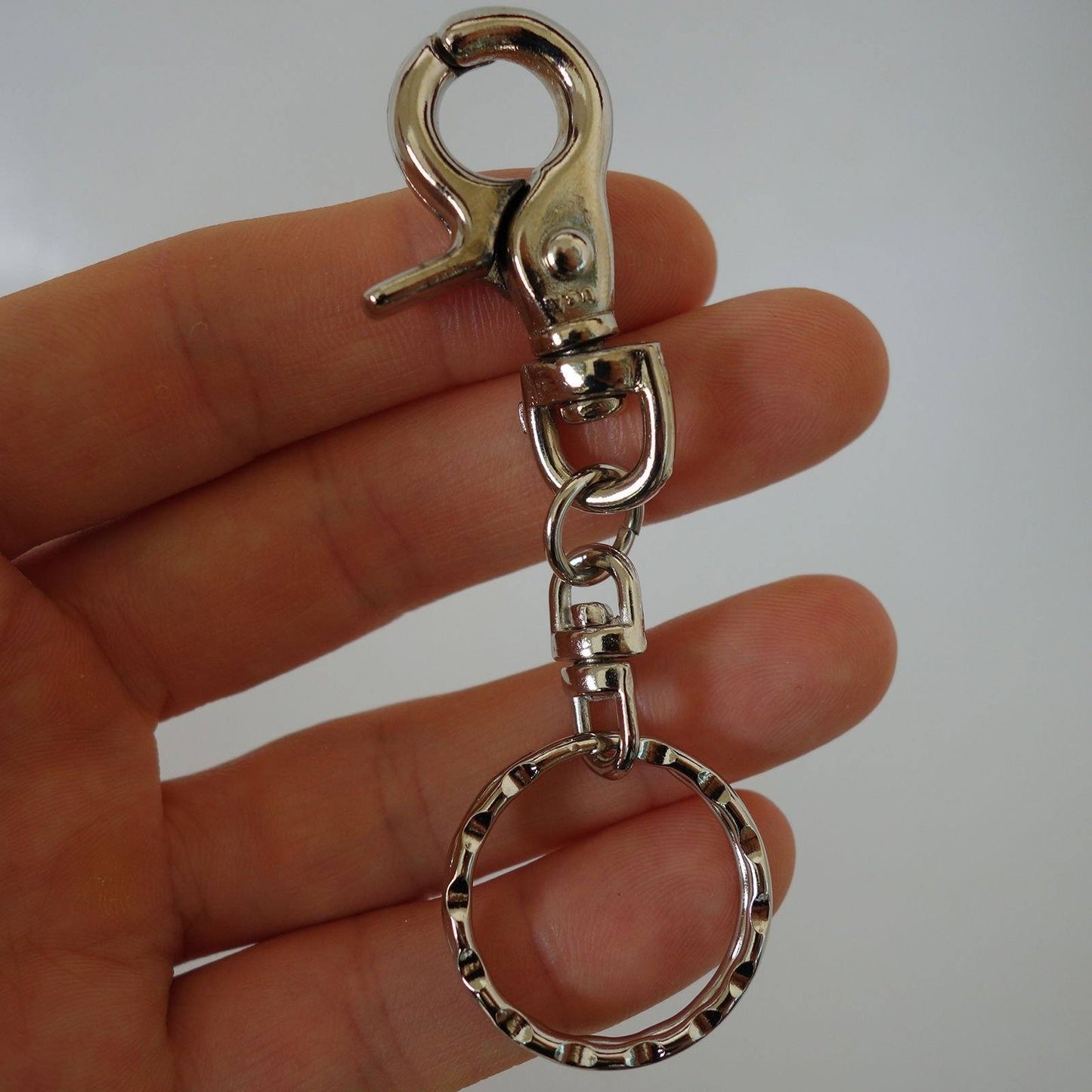 Metal Keyring Keychain Key Ring Fob Chain Holder Dog Collar Lead Harness Clip