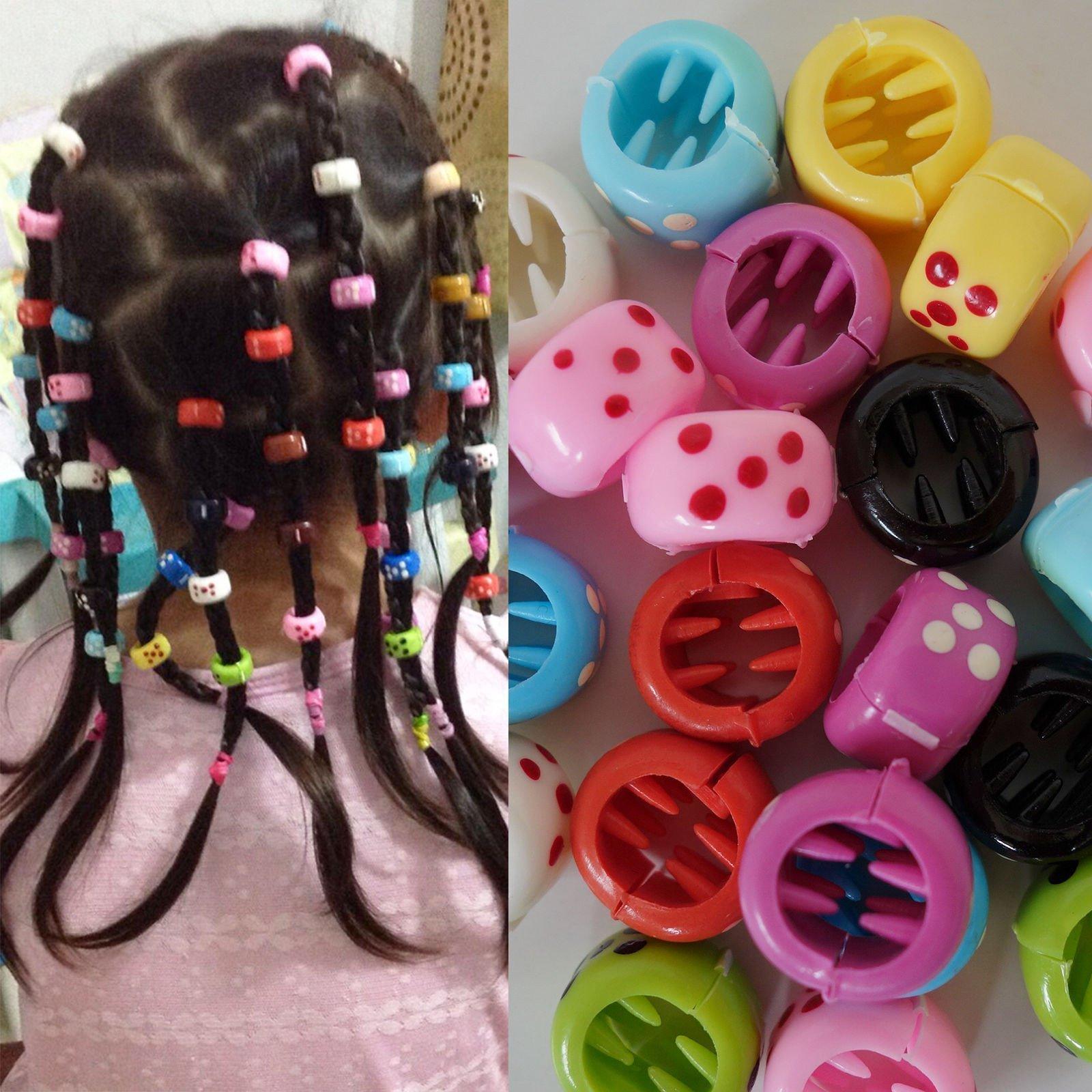 Mixed Colour Ponytail Hair Braiding Beads Clips Claw Grips Pony Tail Plait Braid