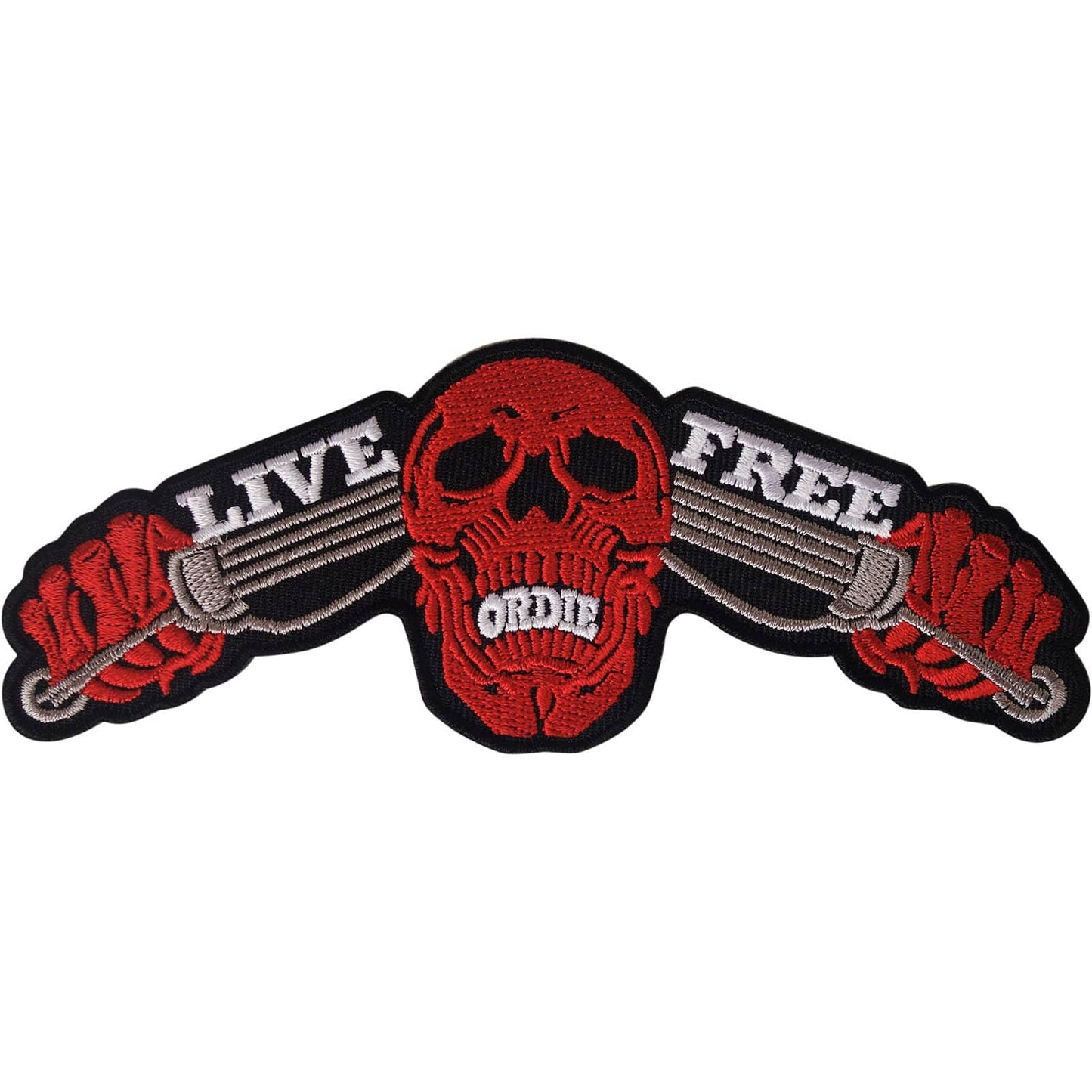 Motorcycle Jacket Patch Iron On Sew On Chopper Motorbike Skull Embroidered Badge