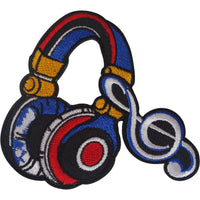 Music Note Headphones Patch Iron Sew On T Shirt Bag Jacket Cap Embroidered Badge