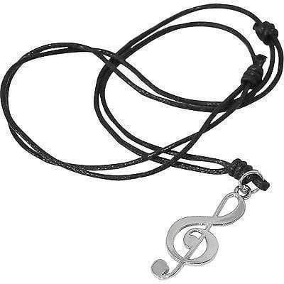 Music Note Pendant Chain Necklace Mens Kids Girls Womens Silver Colour Jewellery