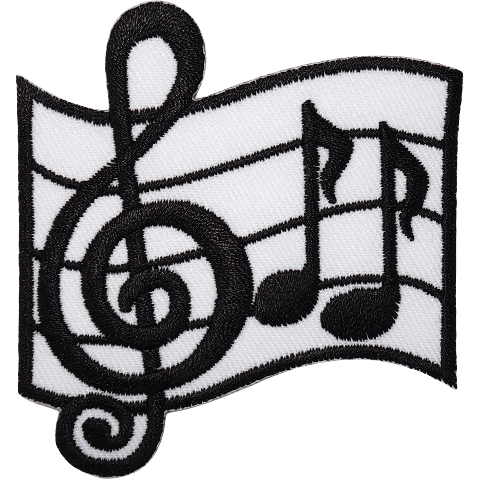 Music Notes Patch Iron Sew On White Black Embroidered Badge Musical Song Sheet