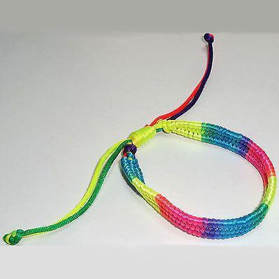 Neon Rainbow Wristband Friendship Bracelet Bangle Womens Mens Girl Boy Jewellery