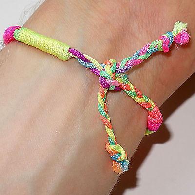 Neon Rainbow Wristband Friendship Cuff Charm Bracelet Bangle Mens Womens Jewelry