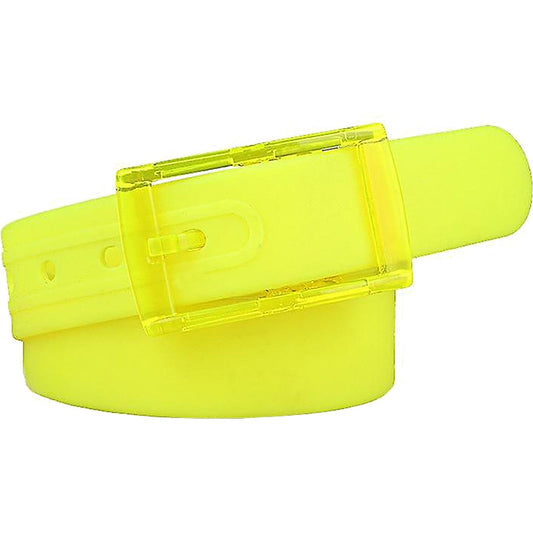 Neon Yellow Silicone Rubber Belt Mens Womens Ladies Metal Detector Free Travel