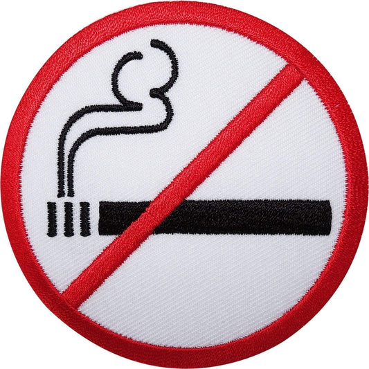 No Smoking Sign Embroidered Iron / Sew On Patch Embroidery Applique Symbol Badge